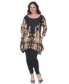 White Mark Plus Yanette Tunic Top In Black Brown