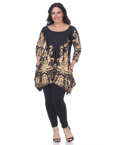 White Mark Plus Yanette Tunic Top In Black