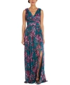 NIGHTWAY FLORAL-PRINT PLEATED GOWN