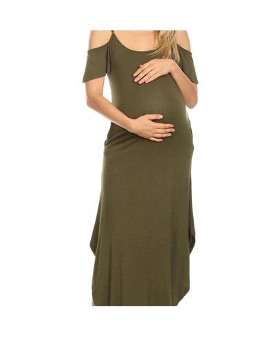 White Mark Plus Size Maternity Lexi Maxi Dress In Olive