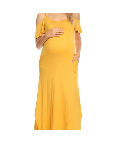 White Mark Maternity Lexi Maxi Dress In Mustard