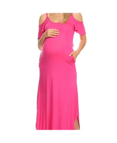 White Mark Lexi Maxi Dress Womens Fuchsia Cold Shoulder Curved Hem Fts1496 In Pink