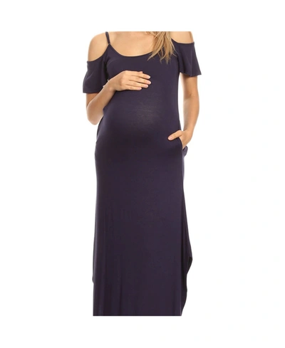 White Mark Plus Size Maternity Lexi Maxi Dress In Navy