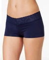 Maidenform Cotton Dream Lace Boyshort Underwear 40859 In Navy