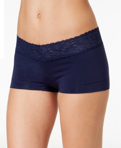 Maidenform Cotton Dream Lace Boyshort Underwear 40859 In Navy