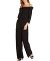 ADRIANNA PAPELL RUFFLED OFF-THE-SHOULDER JUMPSUIT