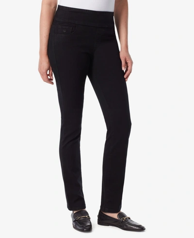 Gloria Vanderbilt Women's Amanda Pull-on Slim-straight Jeans In Black Rinse