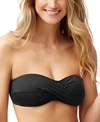 Tommy Bahama Pearl Twist Bikini Top Pearl Ruched Bikini Bottoms Women's Swimsuit In Black