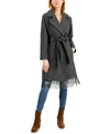 Sam Edelman Fringe Wool-blend Wrap Coat In Black/white Plaid