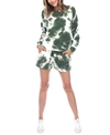 White Mark Women's Tie Dye Lounge Top Shorts Set, 2-piece In Olive