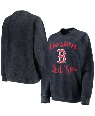 G-iii 4her By Carl Banks Women's Navy Boston Red Sox Script Comfy Cord Pullover Sweatshirt