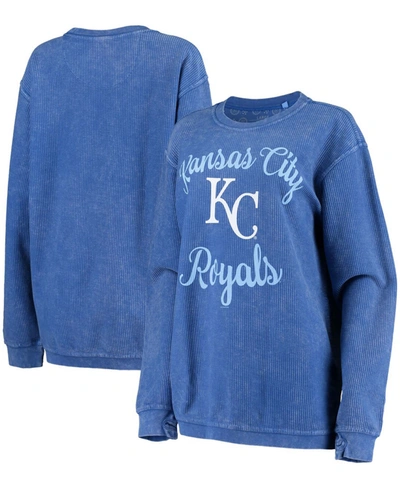 G-iii 4her By Carl Banks Women's Royal Kansas City Royals Script Comfy Cord Pullover Sweatshirt