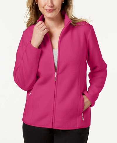 Karen Scott Sport Zip-up Zeroproof Fleece Jacket, Created For Macy's In Magenta