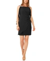 Msk Beaded-strap Capelet-back Dress In Black