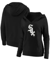 Fanatics Plus Size Black Chicago White Sox Official Logo Crossover V-neck Pullover Hoodie In Black