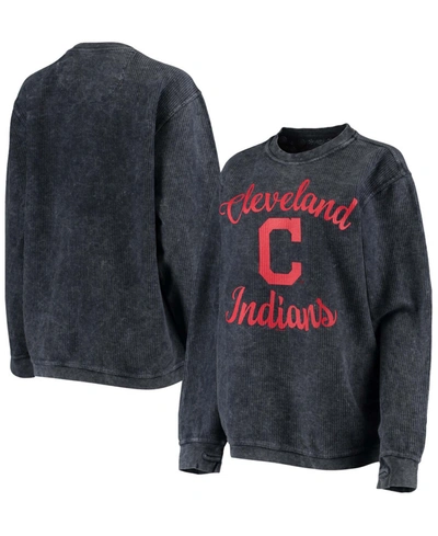 G-iii 4her By Carl Banks Women's Navy Cleveland Indians Script Comfy Cord Pullover Sweatshirt
