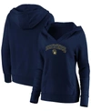 Fanatics Plus Size Navy Milwaukee Brewers Core Team Lockup V-neck Pullover Hoodie In Navy