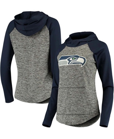G-iii 4her By Carl Banks Women's Heathered Gray-college Navy Seattle Seahawks Championship Ring Pullover Hoodie In Heather Gray