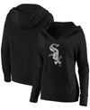 Fanatics Plus Size Black Chicago White Sox Core Team Crossover V-neck Pullover Hoodie In Black