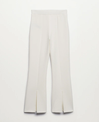 Mango Women's Side Slit Flowy Pants In Ecru