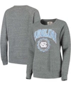 PRESSBOX WOMEN'S HEATHERED GRAY NORTH CAROLINA TAR HEELS EDITH VINTAGE-LIKE KNOBI PULLOVER SWEATSHIRT