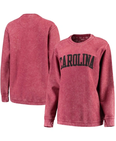 Pressbox Women's Garnet South Carolina Gamecocks Comfy Cord Vintage-like Wash Basic Arch Pullover Sweatshirt