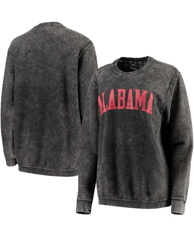 Pressbox Women's Black Alabama Crimson Tide Comfy Cord Vintage-like Wash Basic Arch Pullover Sweatshirt