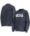 PRESSBOX WOMEN'S NAVY GONZAGA BULLDOGS COMFY CORD VINTAGE-LIKE WASH BASIC ARCH PULLOVER SWEATSHIRT