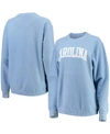 Pressbox Women's Light Blue North Carolina Tar Heels Comfy Cord Vintage-like Wash Basic Arch Pullover Sweatsh In Light Blue