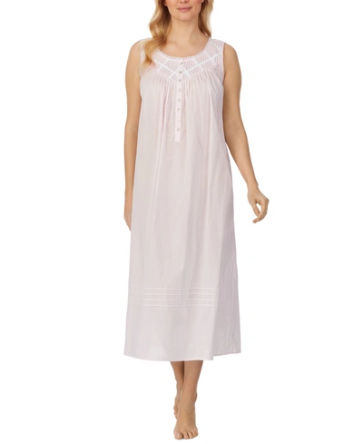 Eileen West Lace-trimmed Cotton Ballet-length Nightgown In Pink