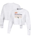 Champion Women's Heathered Gray Florida State Seminoles Beach Club Reverse Weave Cropped Pullover Sweatshirt In Heathered Gray