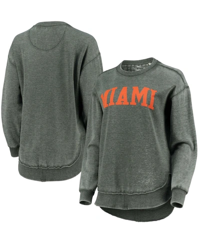 Pressbox Women's Green Miami Hurricanes Vintage-like Wash Pullover Sweatshirt