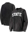 Pressbox Women's Black Michigan State Spartans Comfy Cord Vintage-like Wash Basic Arch Pullover Sweatshirt In Black