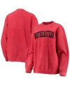 Pressbox Women's Red Northeastern Huskies Comfy Cord Vintage-like Wash Basic Arch Pullover Sweatshirt In Red