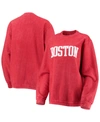 Pressbox Women's Red Maryland Terrapins Comfy Cord Vintage-like Wash Basic Arch Pullover Sweatshirt In Red
