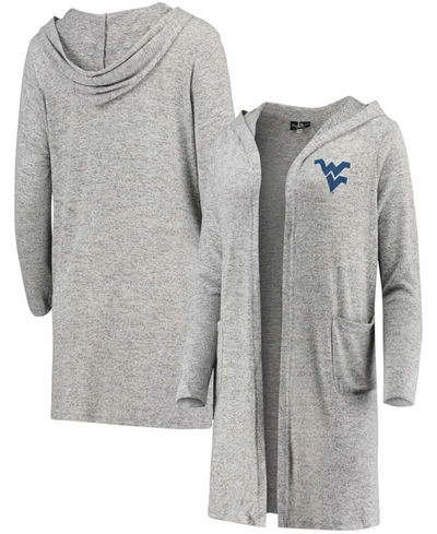 Boxercraft Women's Heathered Gray West Virginia Mountaineers Cuddle Soft Duster Tri-blend Hooded Cardigan