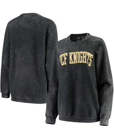 Pressbox Women's Black Ucf Knights Comfy Cord Vintage-like Wash Basic Arch Pullover Sweatshirt
