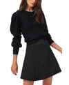 1.state Variegated Cables Crewneck Sweater In Rich Black