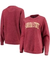 PRESSBOX WOMEN'S GARNET FLORIDA STATE SEMINOLES COMFY CORD VINTAGE-LIKE WASH BASIC ARCH PULLOVER SWEATSHIRT