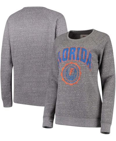 Pressbox Women's Heathered Gray Florida Gators Edith Vintage-like Knobi Pullover Sweatshirt