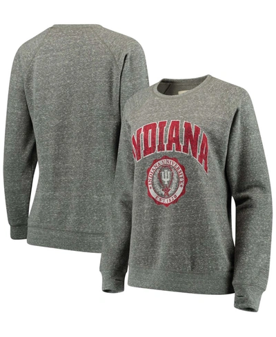 Pressbox Women's Heathered Gray Indiana Hoosiers Edith Vintage-like Knobi Pullover Sweatshirt