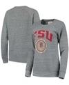 PRESSBOX WOMEN'S HEATHERED GRAY FLORIDA STATE SEMINOLES EDITH VINTAGE-LIKE KNOBI PULLOVER SWEATSHIRT