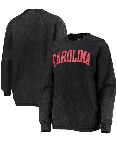 Pressbox Women's Black South Carolina Gamecocks Comfy Cord Vintage-like Wash Basic Arch Pullover Sweatshirt