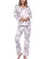 White Mark Plus Size Long Sleeve Floral Pajama Set, 2-piece In Gray Flower
