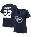 FANATICS WOMEN'S PLUS SIZE DERRICK HENRY NAVY TENNESSEE TITANS NAME NUMBER V-NECK T-SHIRT