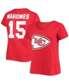 Fanatics Patrick Mahomes Red Kansas City Chiefs Plus Size Fair Catch Name & Number V-neck T-shirt In Red
