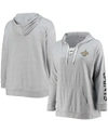 Fanatics Women's Plus Size Heathered Gray New Orleans Saints Lace-up Pullover Hoodie In Heathered Gray