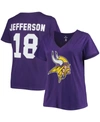 FANATICS WOMEN'S PLUS SIZE JUSTIN JEFFERSON PURPLE MINNESOTA VIKINGS NAME NUMBER V-NECK T-SHIRT