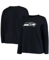 Fanatics Women's Plus Size College Navy Seattle Seahawks Primary Logo Long Sleeve T-shirt In Navy