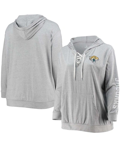 Fanatics Women's Plus Size Heathered Gray Jacksonville Jaguars Lace-up Pullover Hoodie